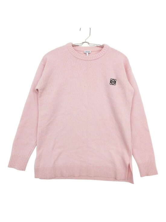 Loewe Sweaters - Loewe Knit Wool Anagram Logo Embroidery Crew Neck Sweater Pullover Top Long